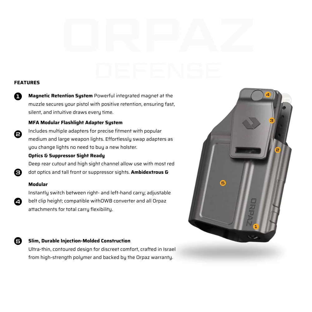נרתיק פנימי תואם לאקדח עם פנס – Orpaz EVOX | Compact Light-Bearing IWB Holster - Image 4