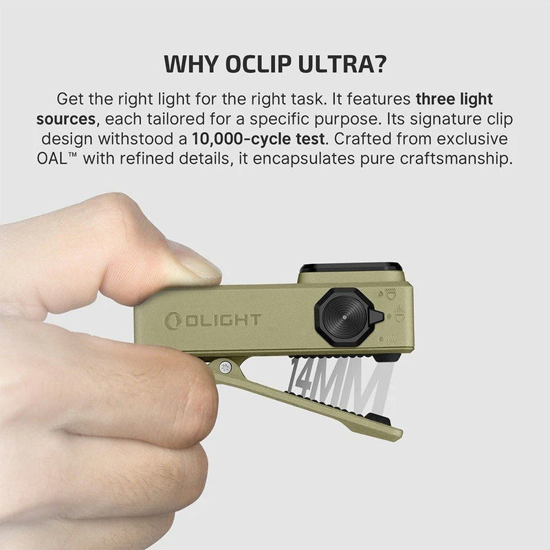 פנס קליפס עם תאורת מולטי (Flood, Spot, UV) - Oclip Ultra Olight - Image 6