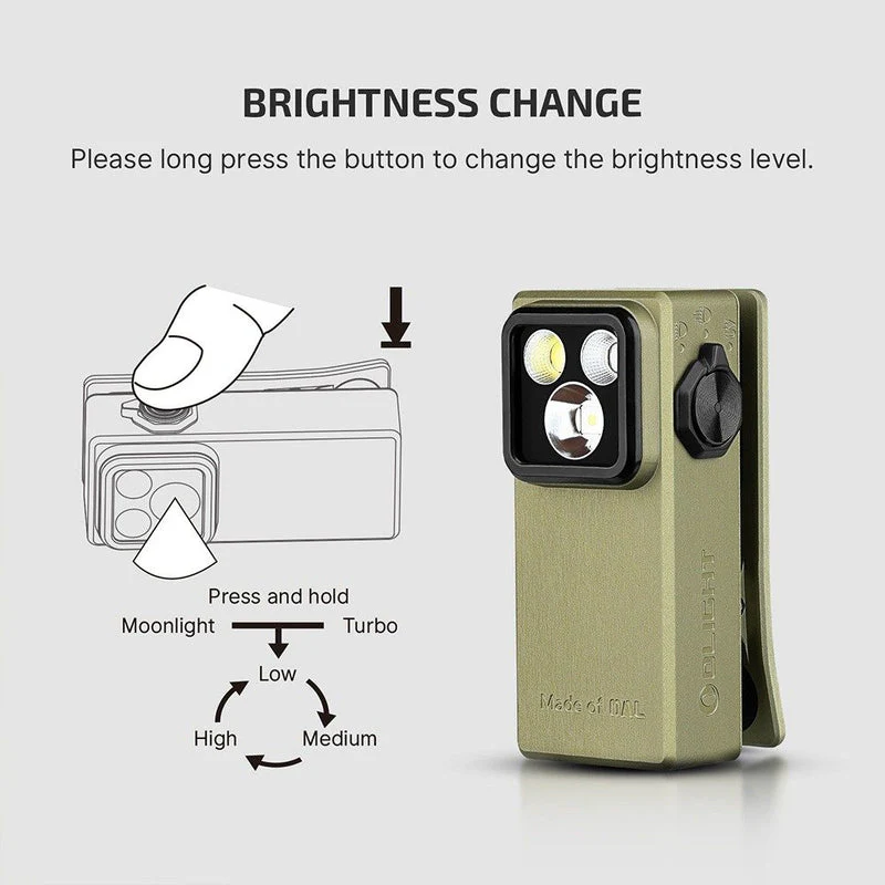 פנס קליפס עם תאורת מולטי (Flood, Spot, UV) - Oclip Ultra Olight - Image 8