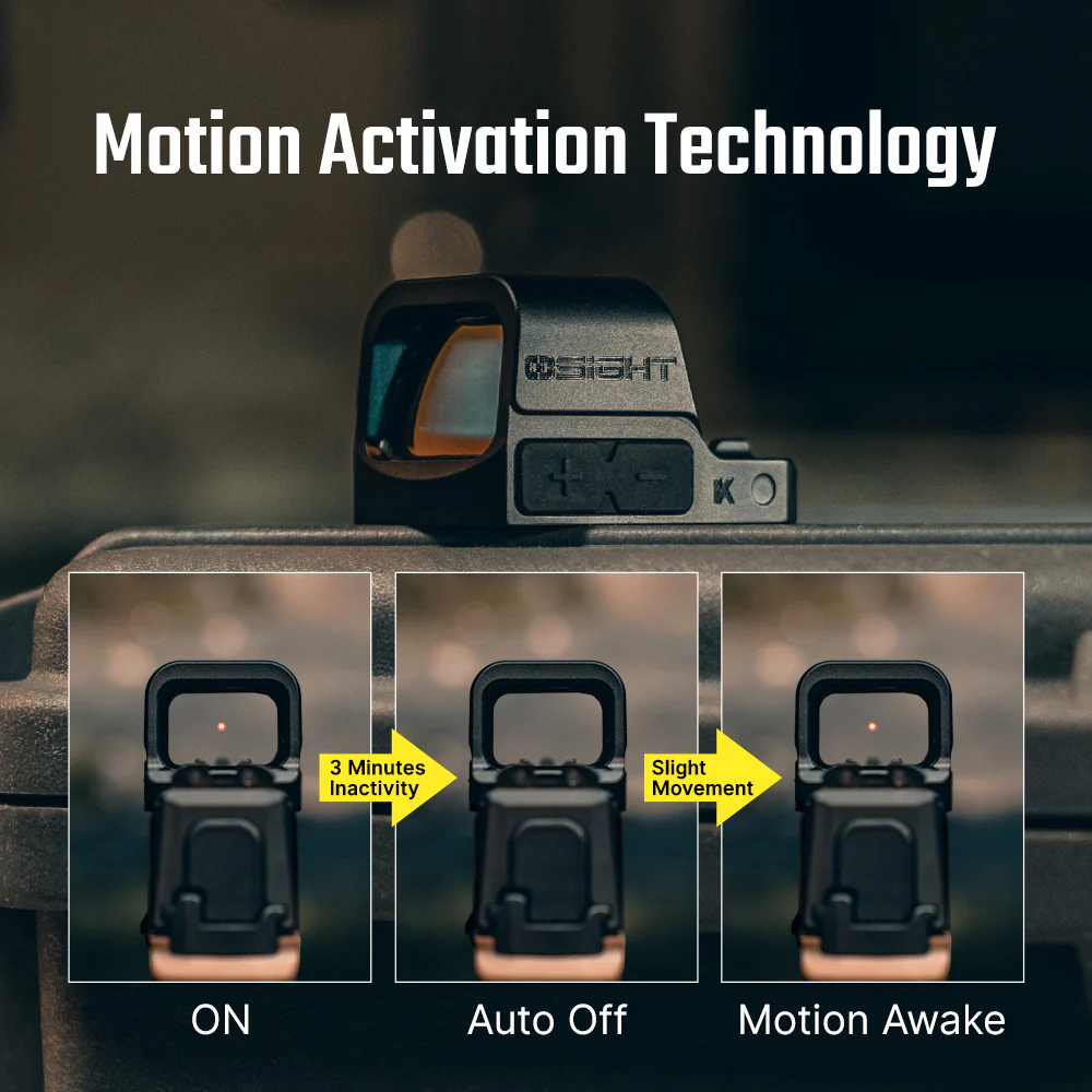 Osight K – כוונת רד-דוט 6 MOA עם תושבת RMSc וסוללה צדדית - Image 6